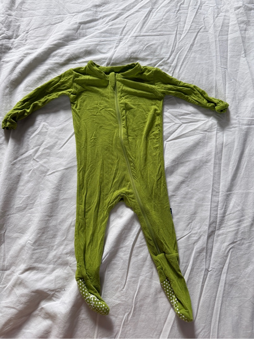 Kickee pants green 3-6 month footie zip up bamboo